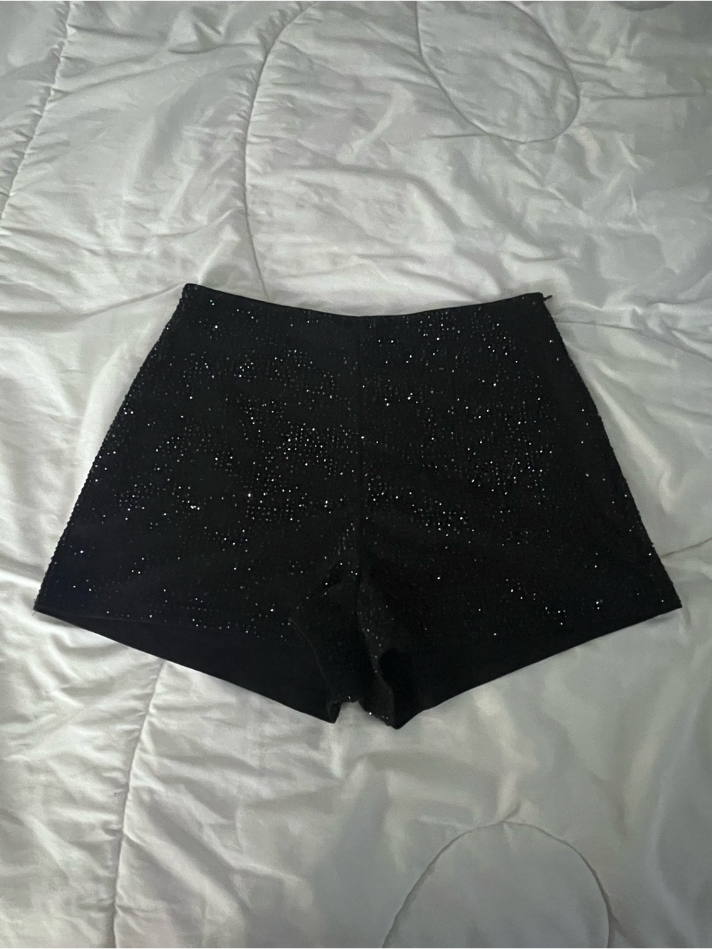 H&M Black High-Waist Sparkle Shorts